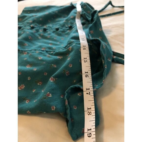 American Eagle Women's Ditsy Floral Crop Top L Teal Linen Blend Feminine Y2k - Picture 7 of 8
